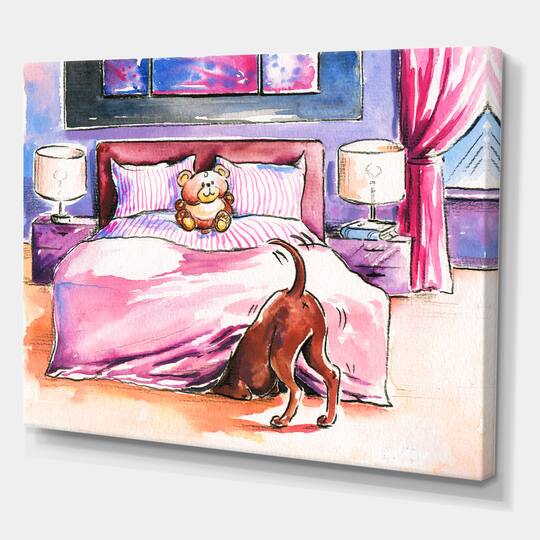 Designart - Brown Dog Looking Under the Bed